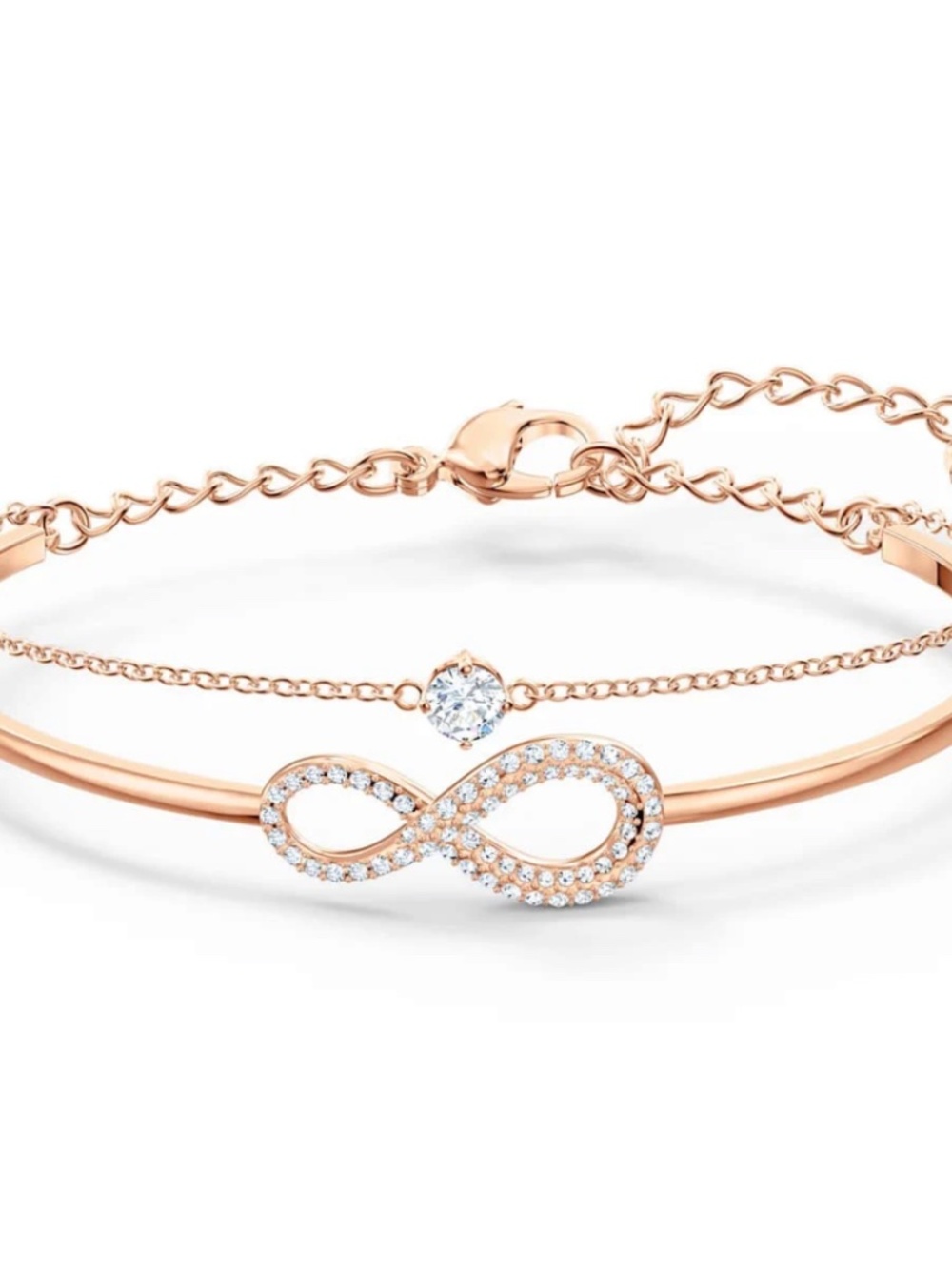 Swarovski Infinity Bangle Bracelet Rose Gold Tone